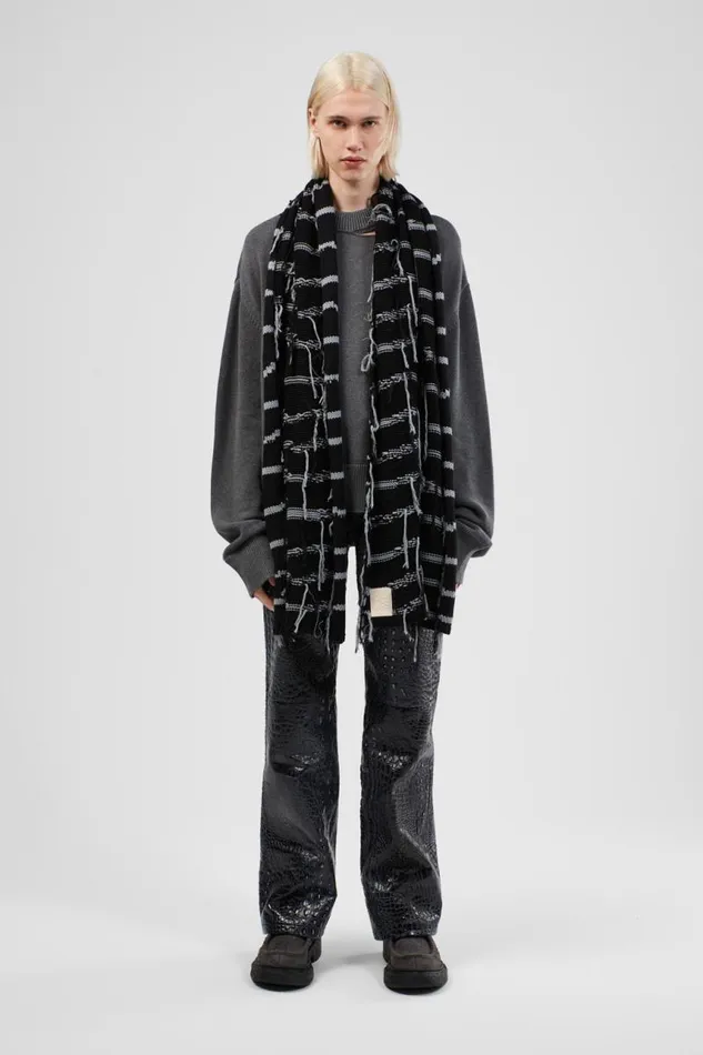 Women Camper Knit Knit Scarf Black Intarsia Knit Scarf Women Camper Knit Knit Scarf Black Intarsia Knit Scarf