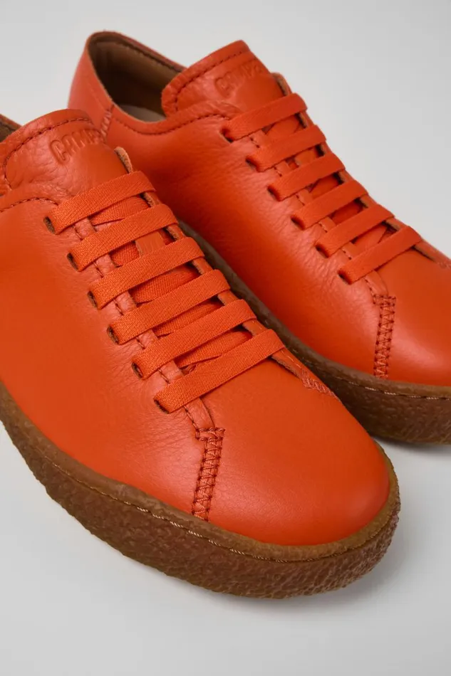 Women Camper Sneakers Peu Terreno Orange Leather Sneakers