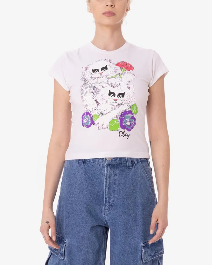 Women CARNATION KITTENS HAYDEN TSHIRT White OBEY Clothing TSHIRTS