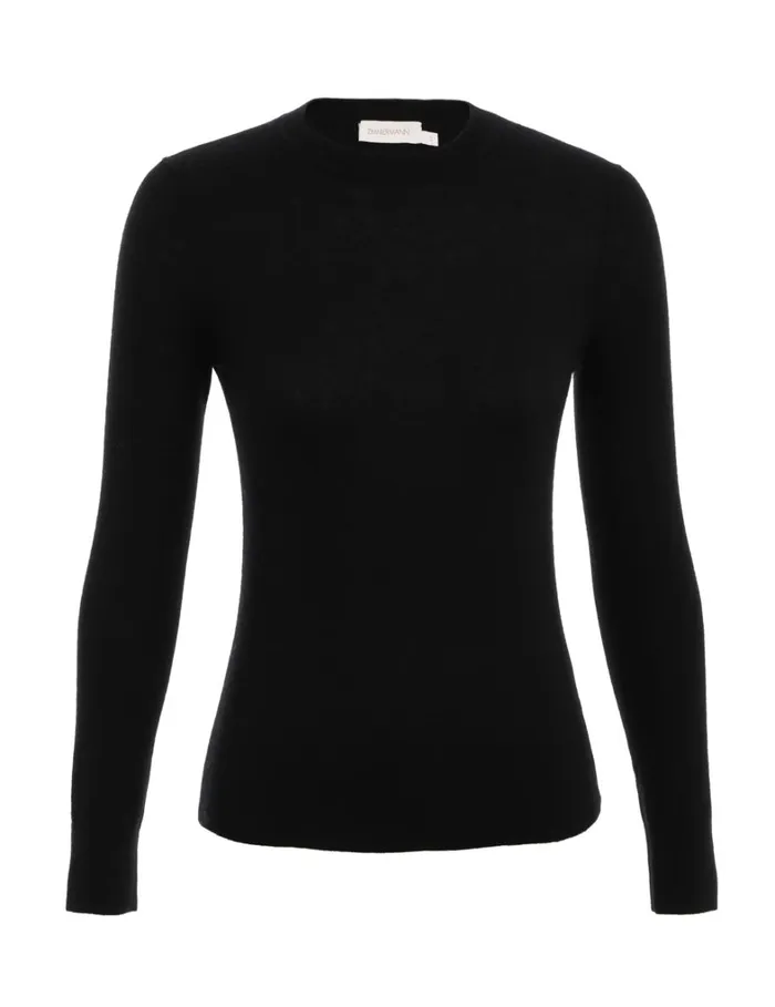 Women Clothing Zimmermann Classic Crew Neck Sweater Black