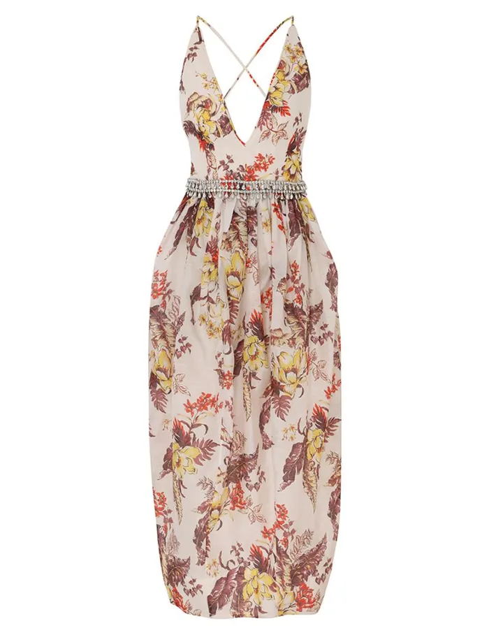 Women Clothing Zimmermann Matchmaker Tulip Dress Ivory Tropical Floral