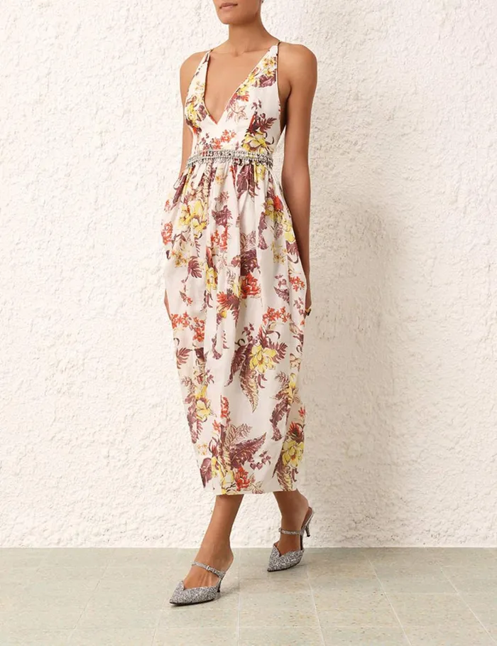 Women Clothing Zimmermann Matchmaker Tulip Dress Ivory Tropical Floral