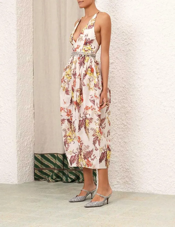 Women Clothing Zimmermann Matchmaker Tulip Dress Ivory Tropical Floral