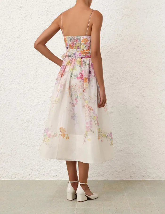 Women Clothing Zimmermann Natura Corset Midi Dress Kaleidoscope Garden