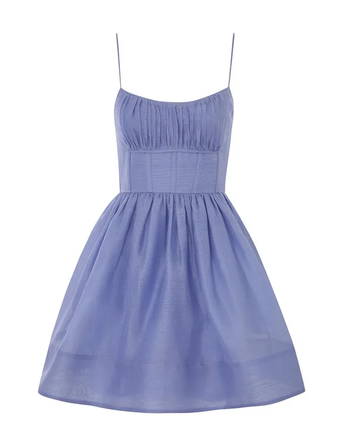 Women Clothing Zimmermann Natura Ruched Mini Dress Iris