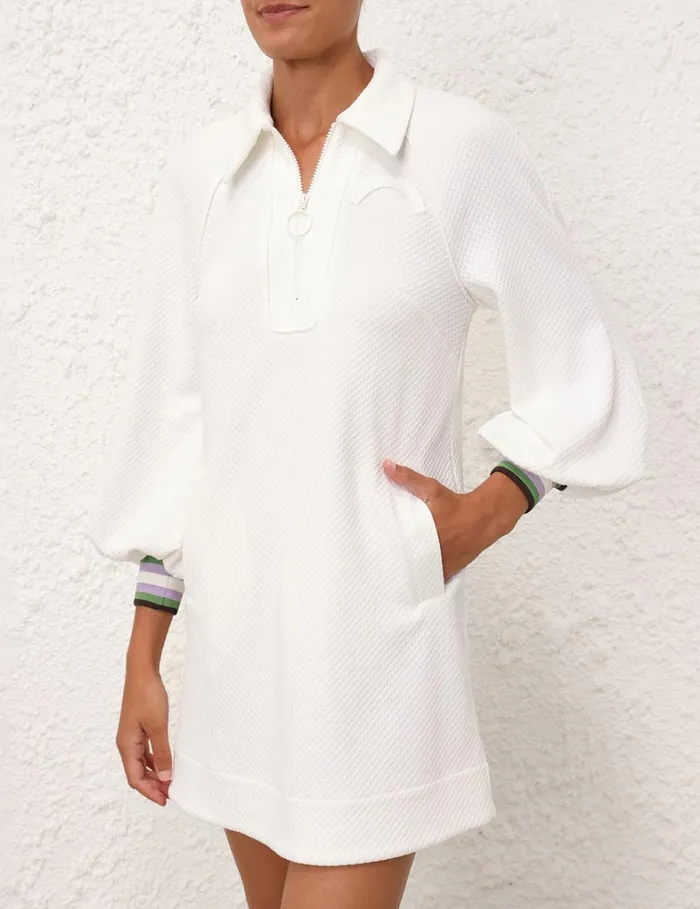 Women Clothing Zimmermann Natura Textured Jersey Dress Ivory