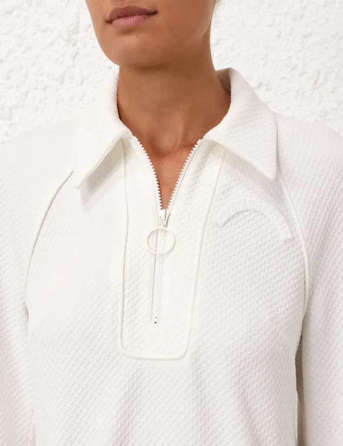 Women Clothing Zimmermann Natura Textured Jersey Dress Ivory