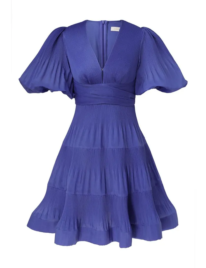 Women Clothing Zimmermann Pleated Mini Dress Lapis