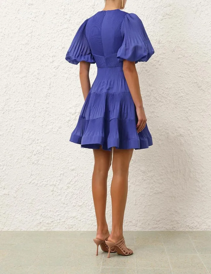Women Clothing Zimmermann Pleated Mini Dress Lapis