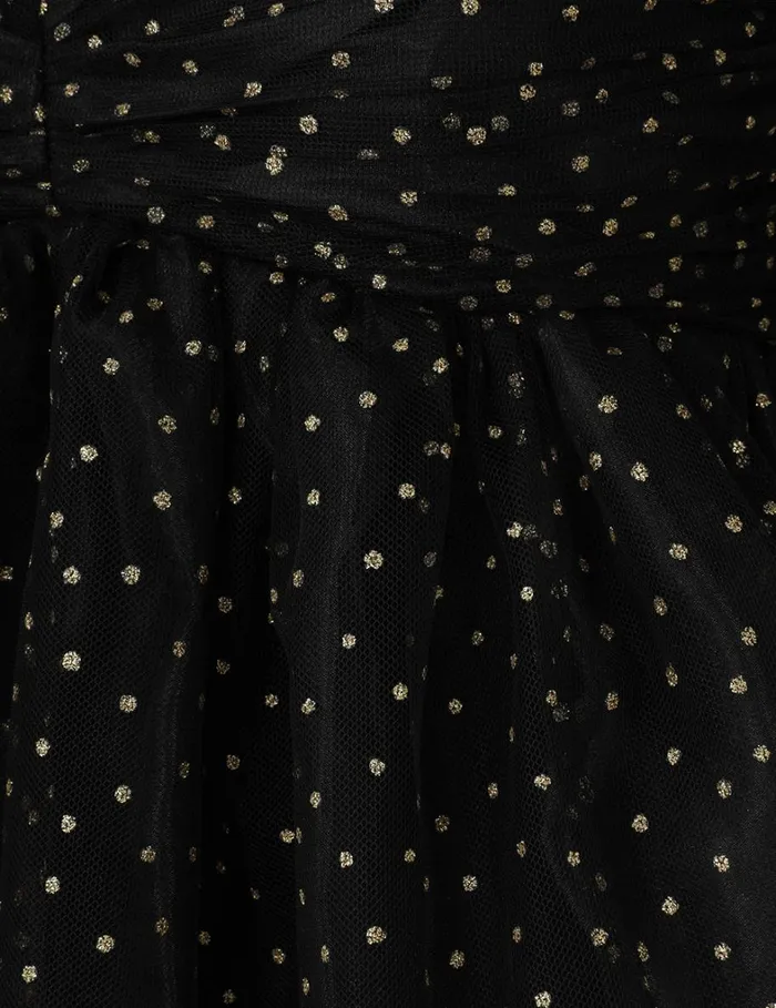 Women Clothing Zimmermann Tulle Ruched Mini Dress Blackgold Dot