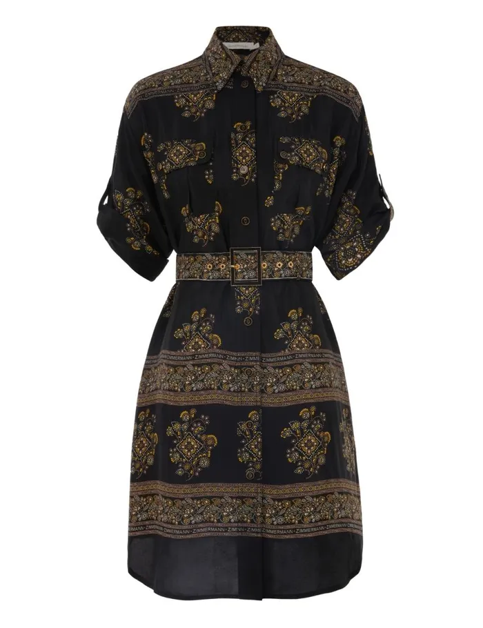 Women Clothing Zimmermann Utility Short Dress Utility Dot Black