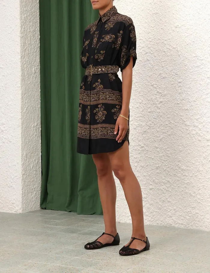 Women Clothing Zimmermann Utility Short Dress Utility Dot Black