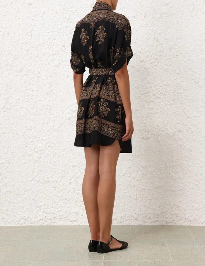 Women Clothing Zimmermann Utility Short Dress Utility Dot Black