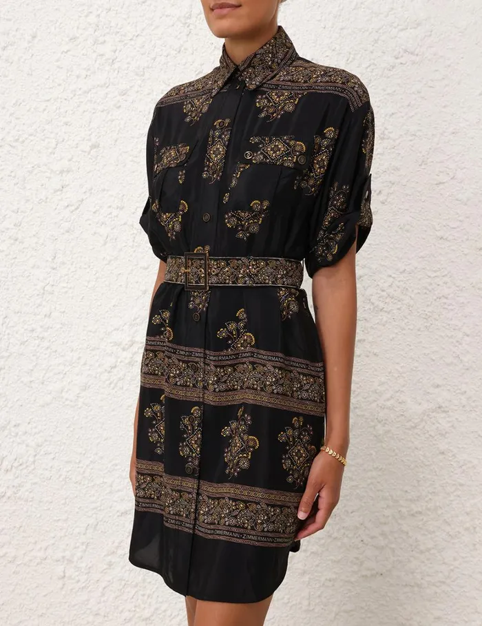 Women Clothing Zimmermann Utility Short Dress Utility Dot Black