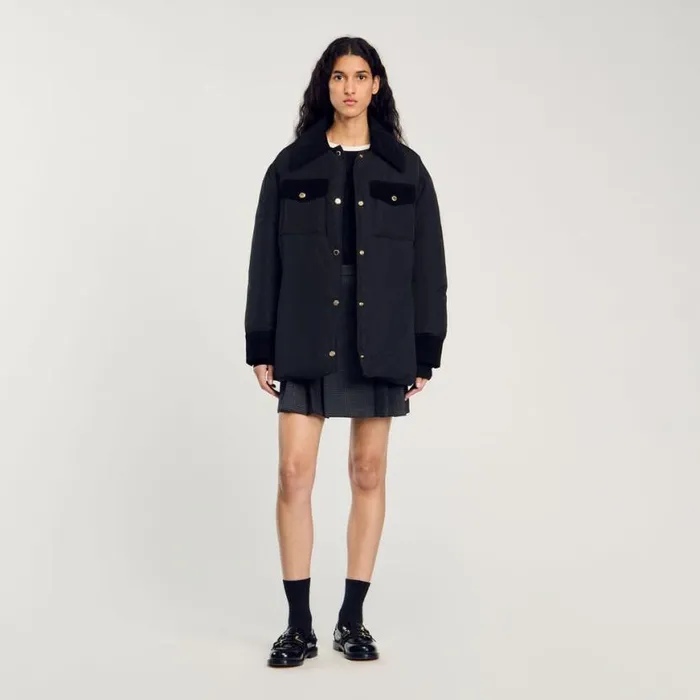 Women Coats and Trenches SANDRO Short Puffer Jacket Black