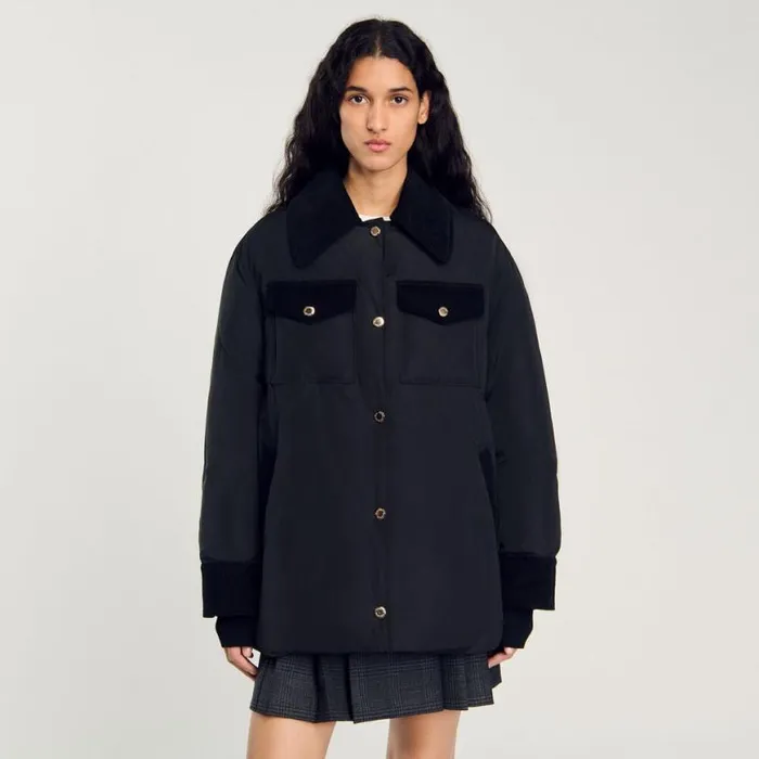 Women Coats and Trenches SANDRO Short Puffer Jacket Black