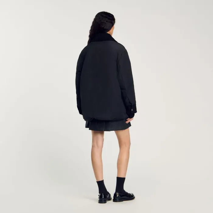 Women Coats and Trenches SANDRO Short Puffer Jacket Black