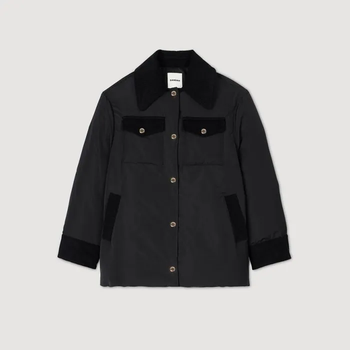 Women Coats and Trenches SANDRO Short Puffer Jacket Black