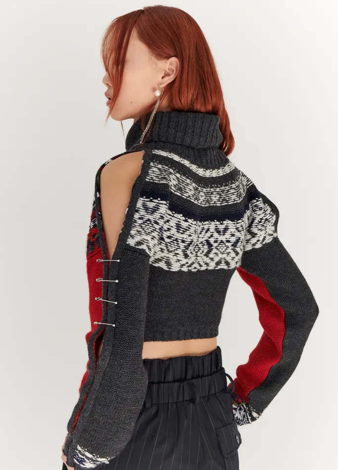 Women Cropped Fairisle Turtleneck Sweater MONSE Knitwear