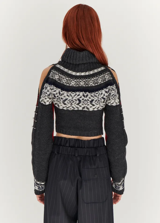 Women Cropped Fairisle Turtleneck Sweater MONSE Knitwear