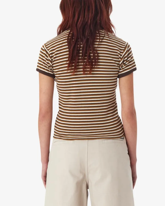 Women CYPRESS STRIPE BABY RINGER TSHIRT Tibetan Red Multi OBEY Clothing TOPS
