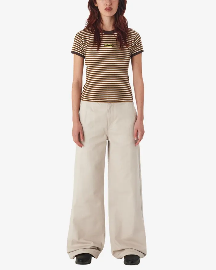 Women CYPRESS STRIPE BABY RINGER TSHIRT Tibetan Red Multi OBEY Clothing TOPS