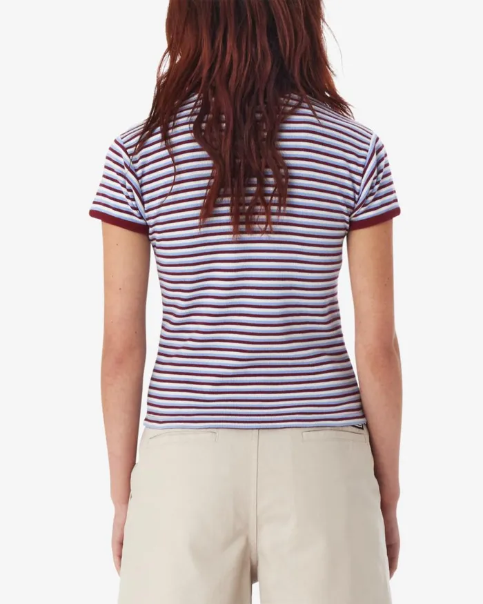Women CYPRESS STRIPE BABY RINGER TSHIRT Tibetan Red Multi OBEY Clothing TOPS