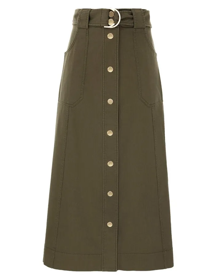 Women Denim Zimmermann Denim Wrap Skirt Olive