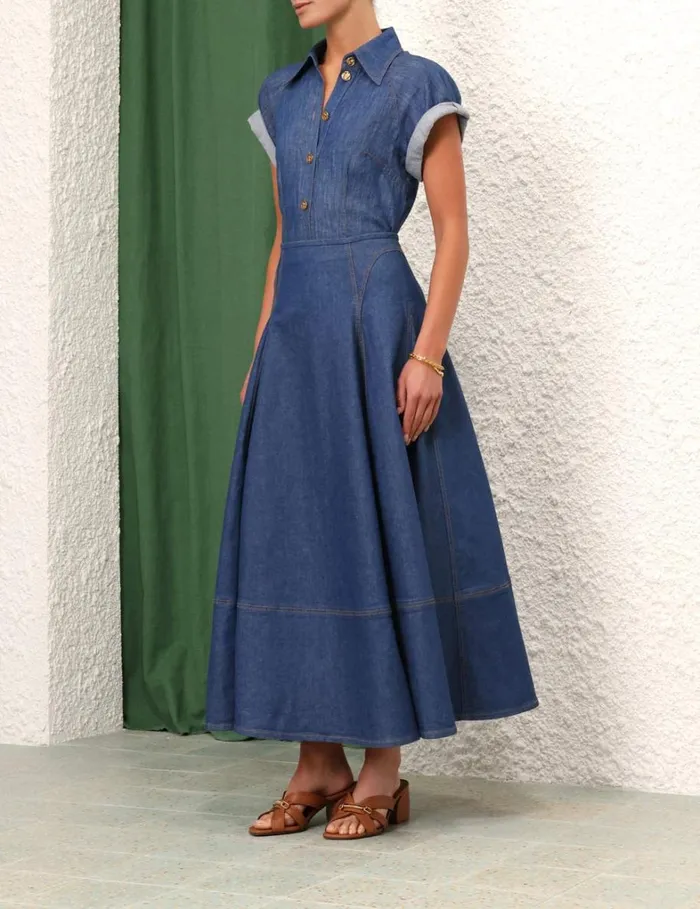 Women Denim Zimmermann Matchmaker Denim Blouse Railway Blue
