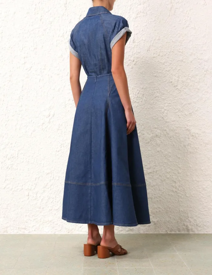 Women Denim Zimmermann Matchmaker Denim Blouse Railway Blue