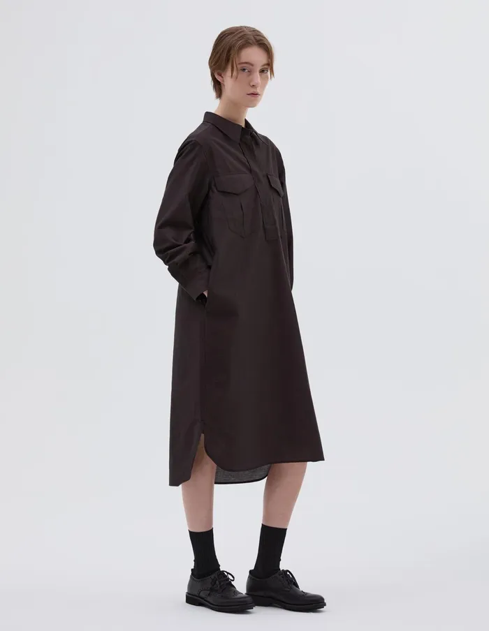 Women Double Pocket Dress Warm Brown Margaret Howell Dresses
