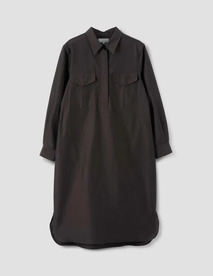 Women Double Pocket Dress Warm Brown Margaret Howell Dresses