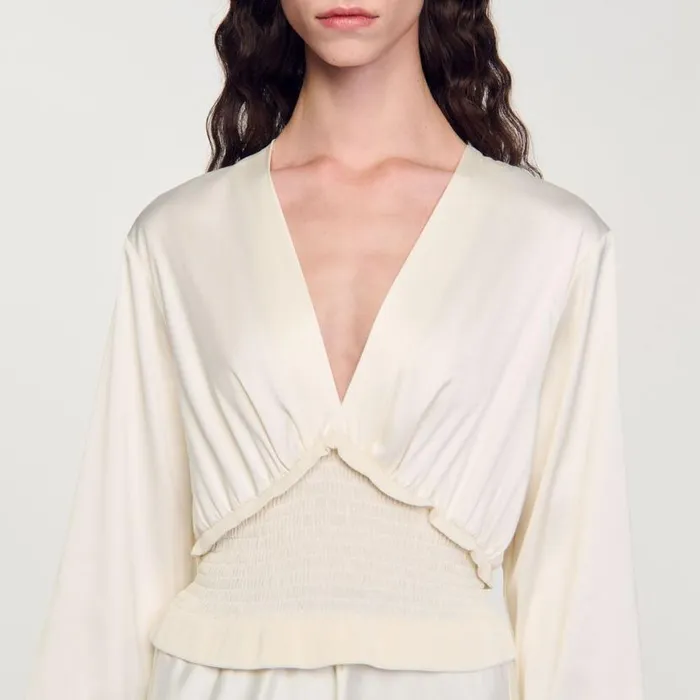 Women Dresses SANDRO Long Satineffect Dress Ecru