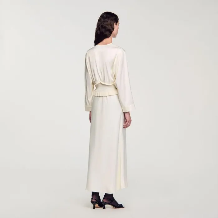 Women Dresses SANDRO Long Satineffect Dress Ecru