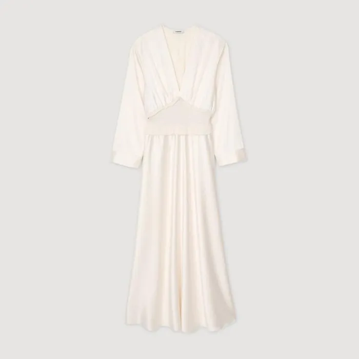 Women Dresses SANDRO Long Satineffect Dress Ecru