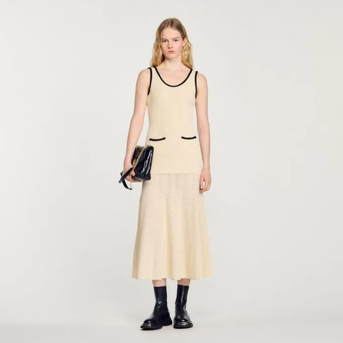 Women Dresses SANDRO Pointelle Knit Dress Ecru