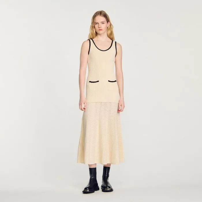 Women Dresses SANDRO Pointelle Knit Dress Ecru