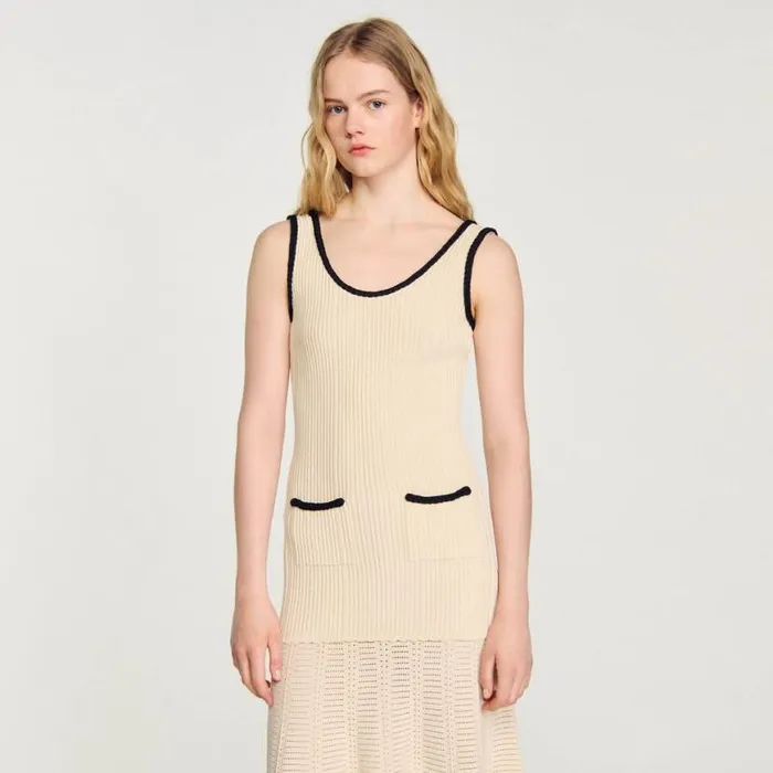 Women Dresses SANDRO Pointelle Knit Dress Ecru