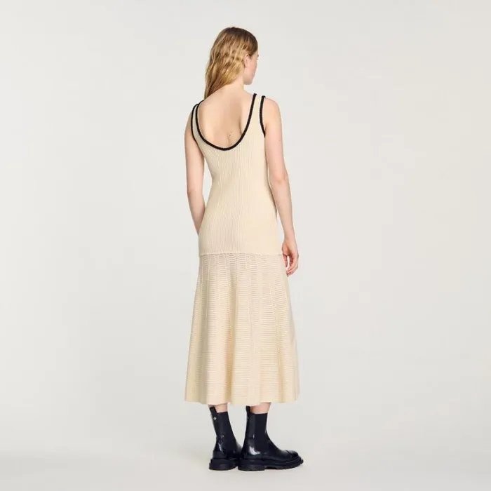 Women Dresses SANDRO Pointelle Knit Dress Ecru