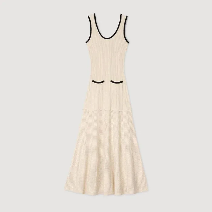 Women Dresses SANDRO Pointelle Knit Dress Ecru