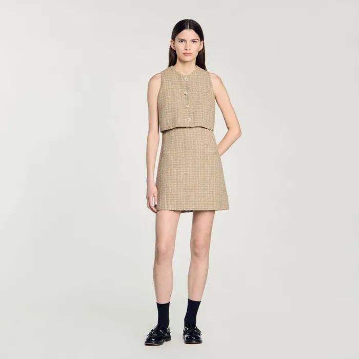 Women Dresses SANDRO Tweed Dress Camel