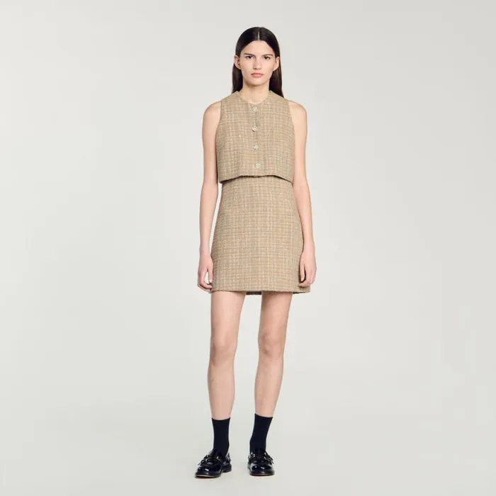 Women Dresses SANDRO Tweed Dress Camel