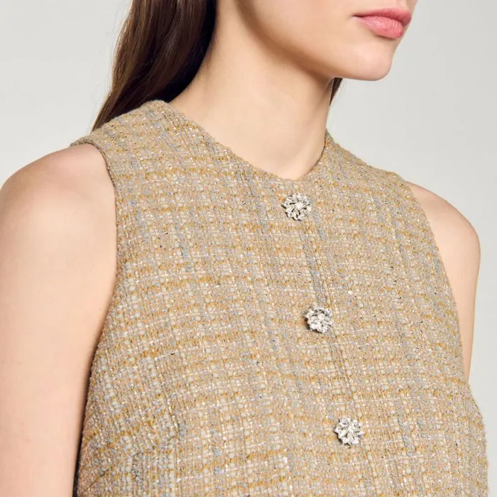 Women Dresses SANDRO Tweed Dress Camel