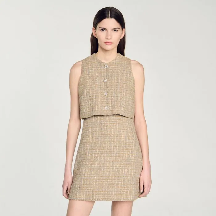 Women Dresses SANDRO Tweed Dress Camel