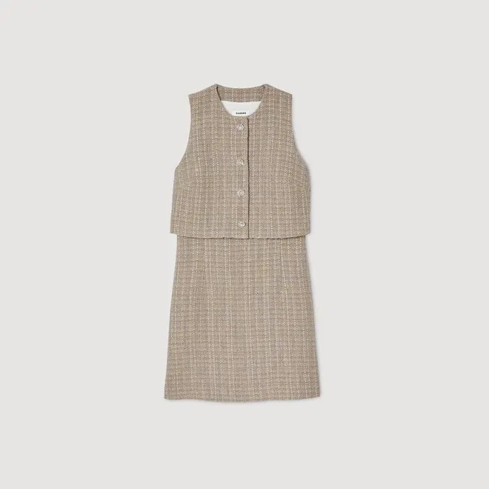 Women Dresses SANDRO Tweed Dress Camel