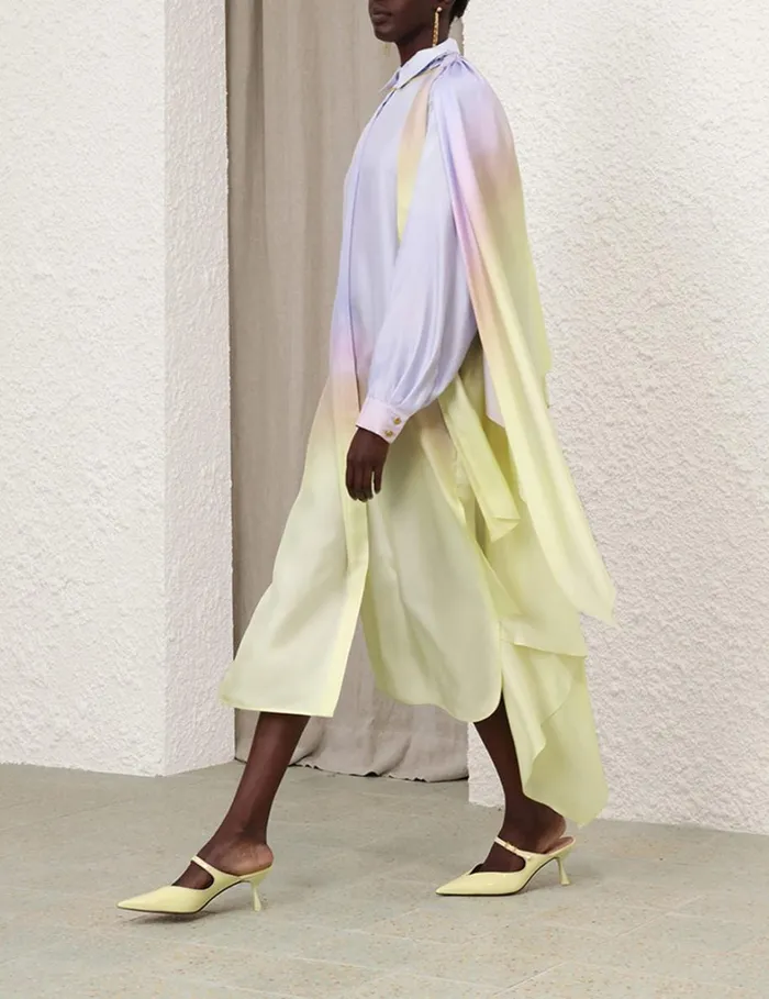 Women Dresses Zimmermann Harmony Scarf Shirt Midi Yellow Fields