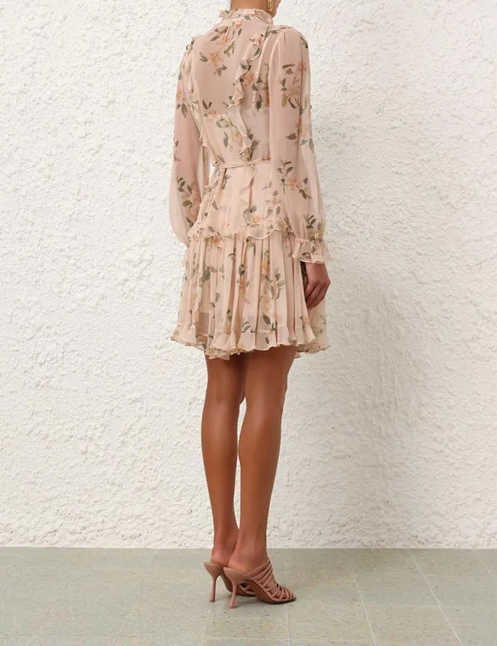 Women Dresses Zimmermann Natura Ruffle Mini Dress Coral Camellia