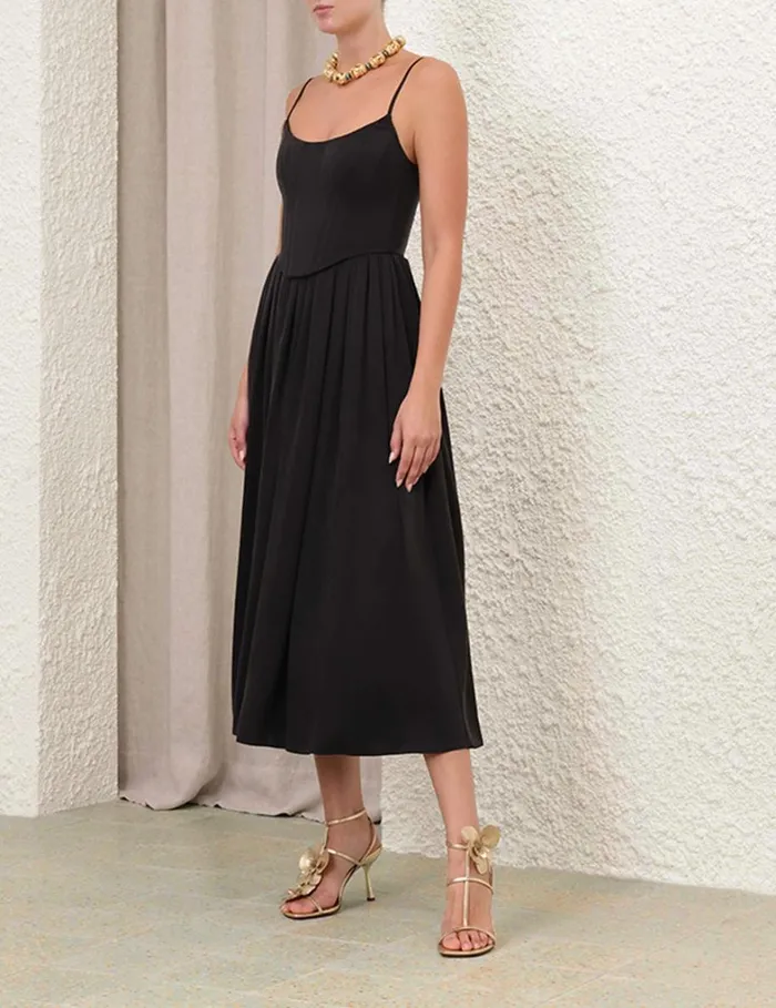 Women Dresses Zimmermann Silk Corset Dress Black