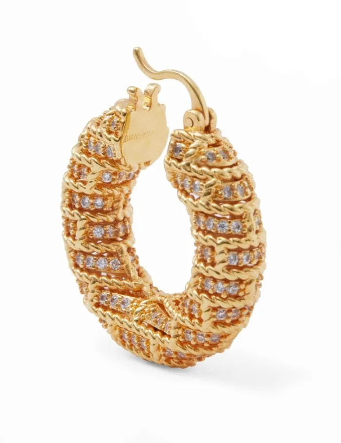 Women Earrings Zimmermann Twisted Rope Pave Hoops Gold