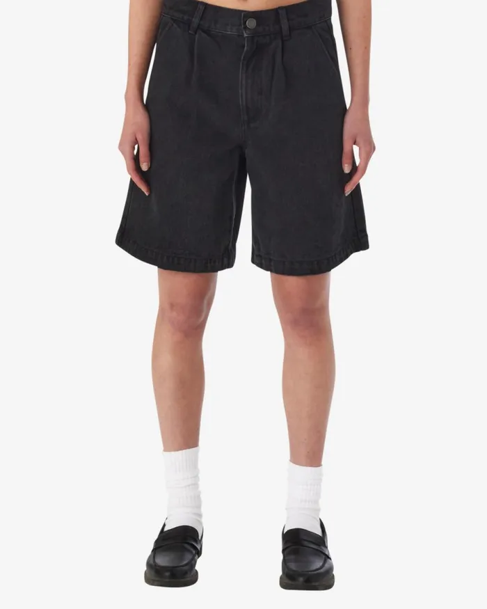 Women ELI PLEATED SHORT Faded Black OBEY Clothing Denim